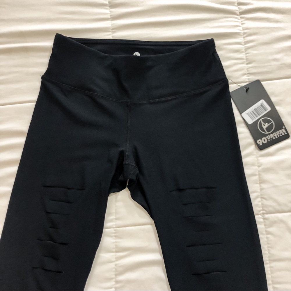 NWT Reflex 90 Degree Black Ripped Workout Leggings